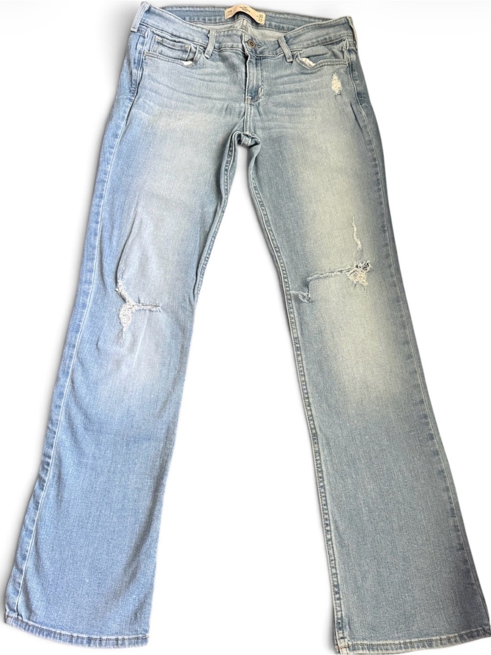 Hollister Bootcut Jeans 11R W30 L33 Light Wash Distressed Denim